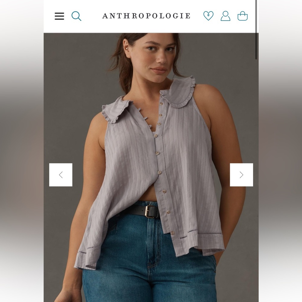 Pilcro Keira Collared Button-Front Blouse Tank Edition